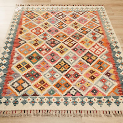 Anatolian Patterned Hand Woven Multicolored Rug
