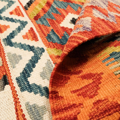 Anatolian Patterned Hand-Woven Multi-Colored Wool Rug