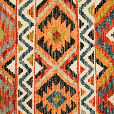 Anatolian Patterned Hand-Woven Multi-Colored Wool Rug