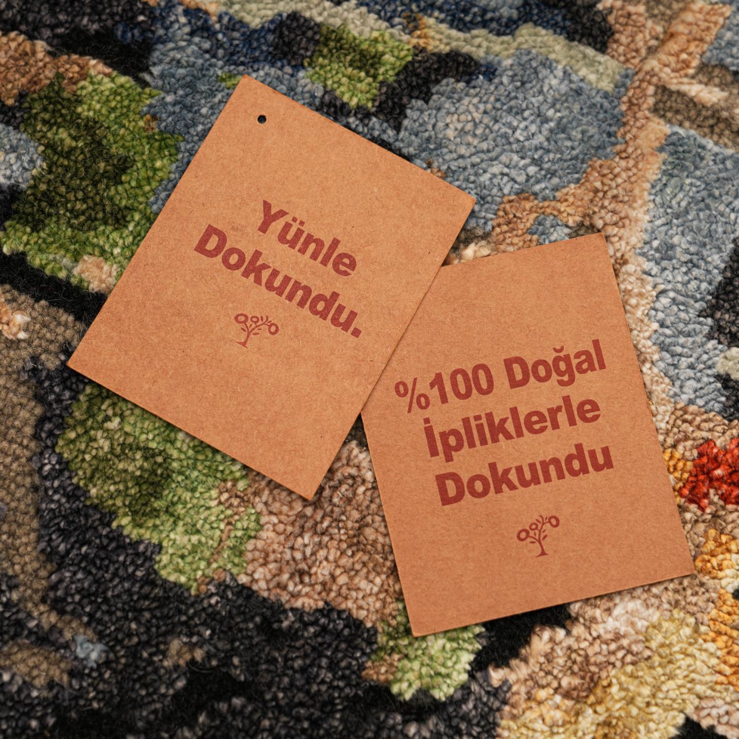 Aren Serisi El Dokuma Soyut Desenli Rengarenk Yün Halı