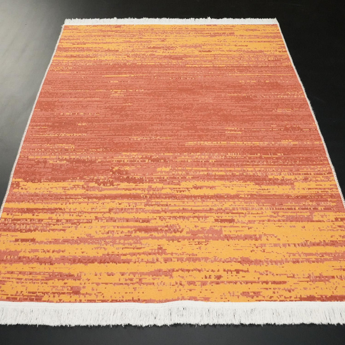 Kehribar Serisi Soyut Desenli Bordo/Sarı Kilim — pamuk