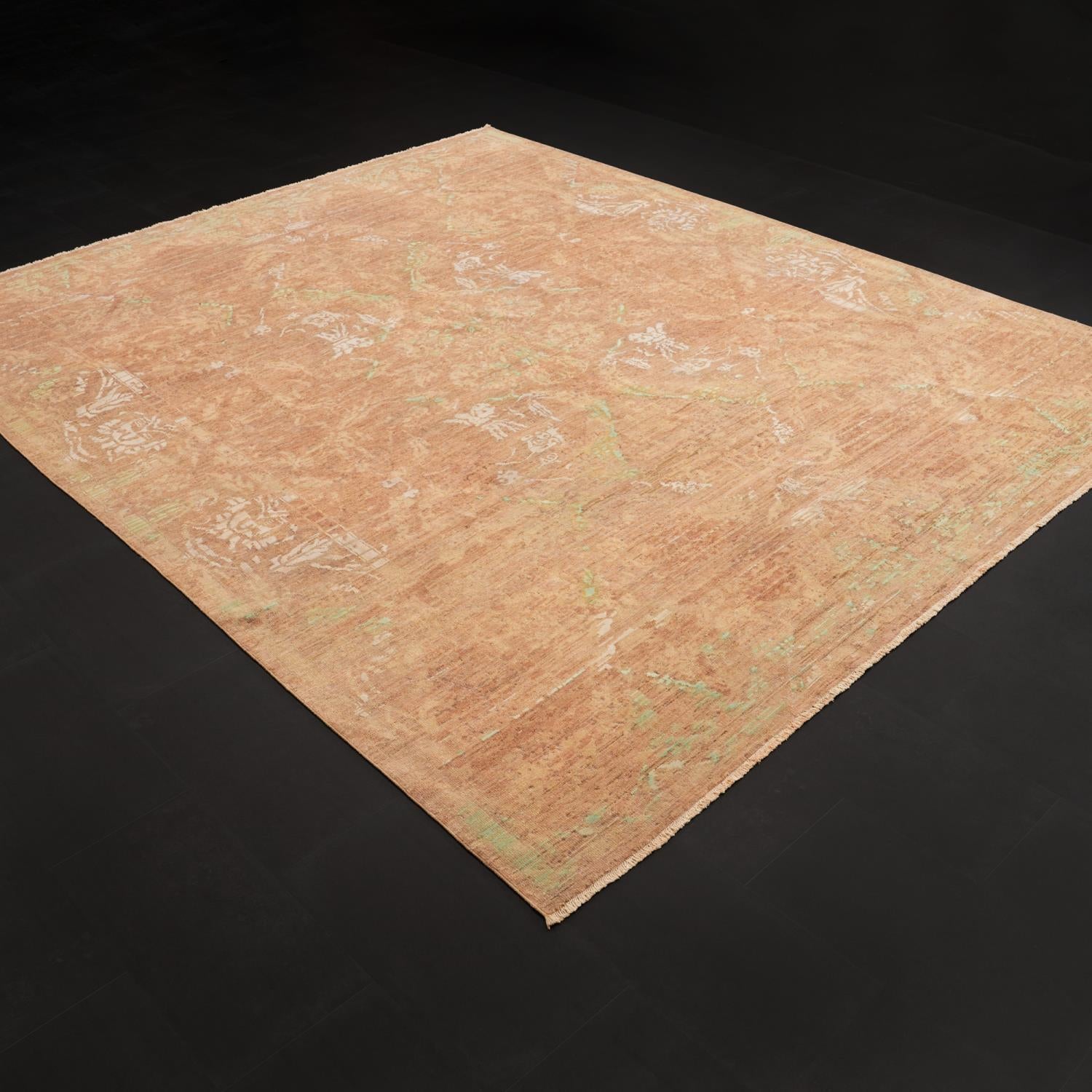 Ayan Series Handwoven Vintage-Patterned Brown Silk Rug