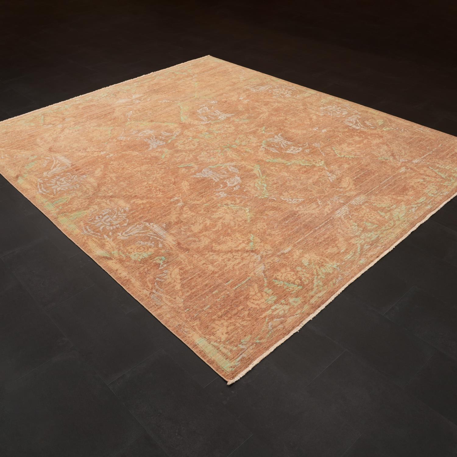 Ayan Series Handwoven Vintage-Patterned Brown Silk Rug