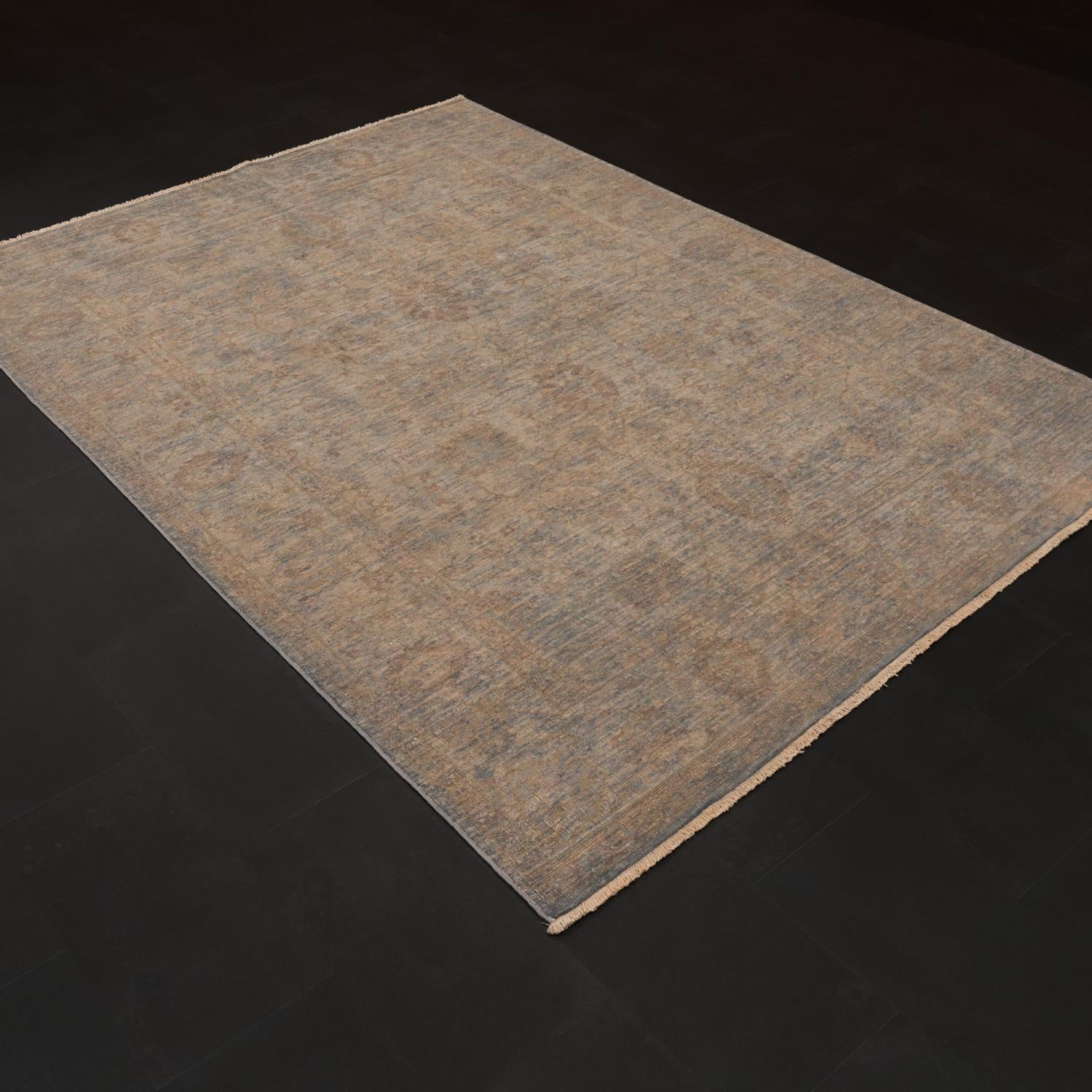 Ayan Series Handwoven Vintage Gray Wool Rug