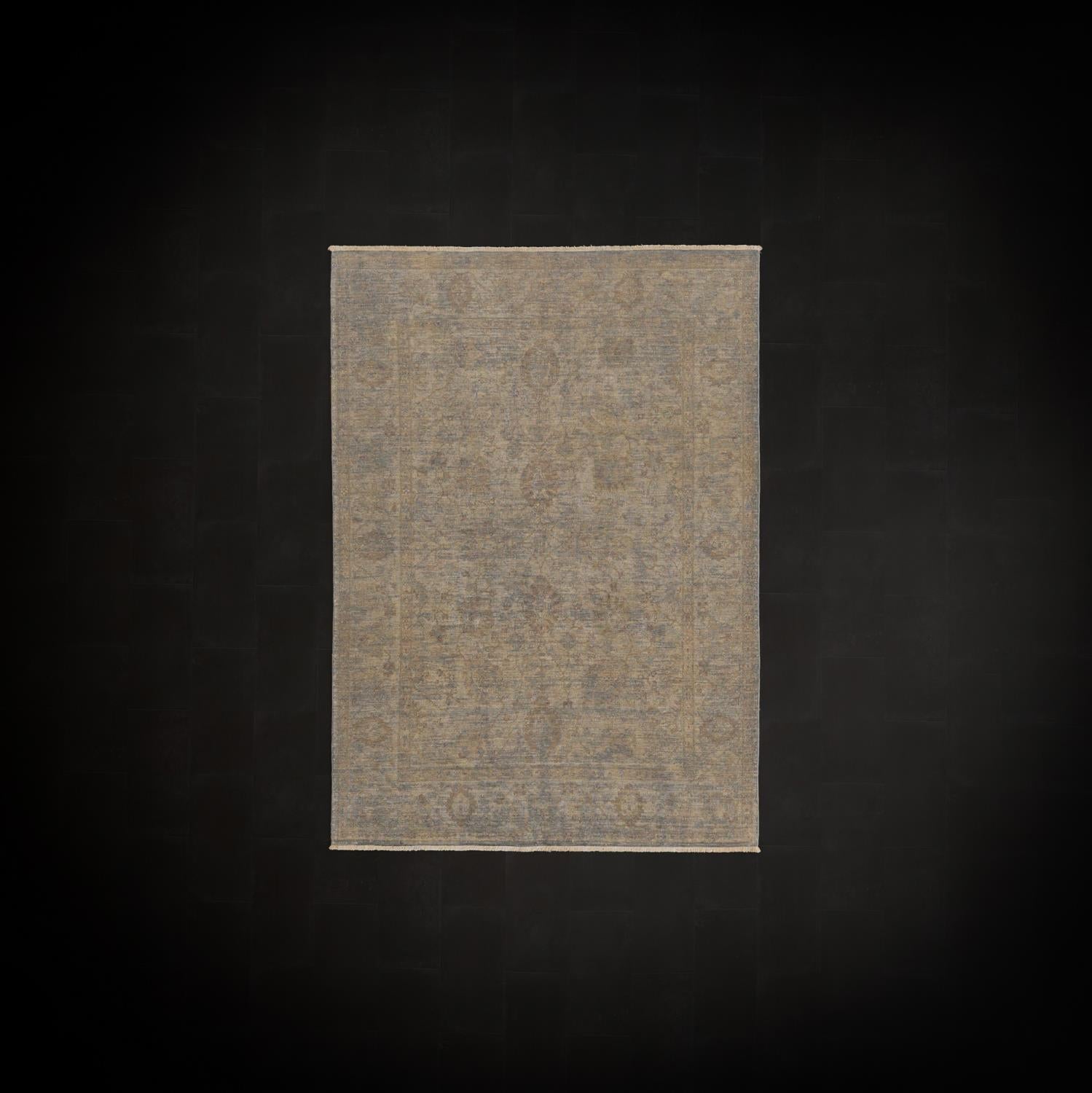 Ayan Series Handwoven Vintage Gray Wool Rug