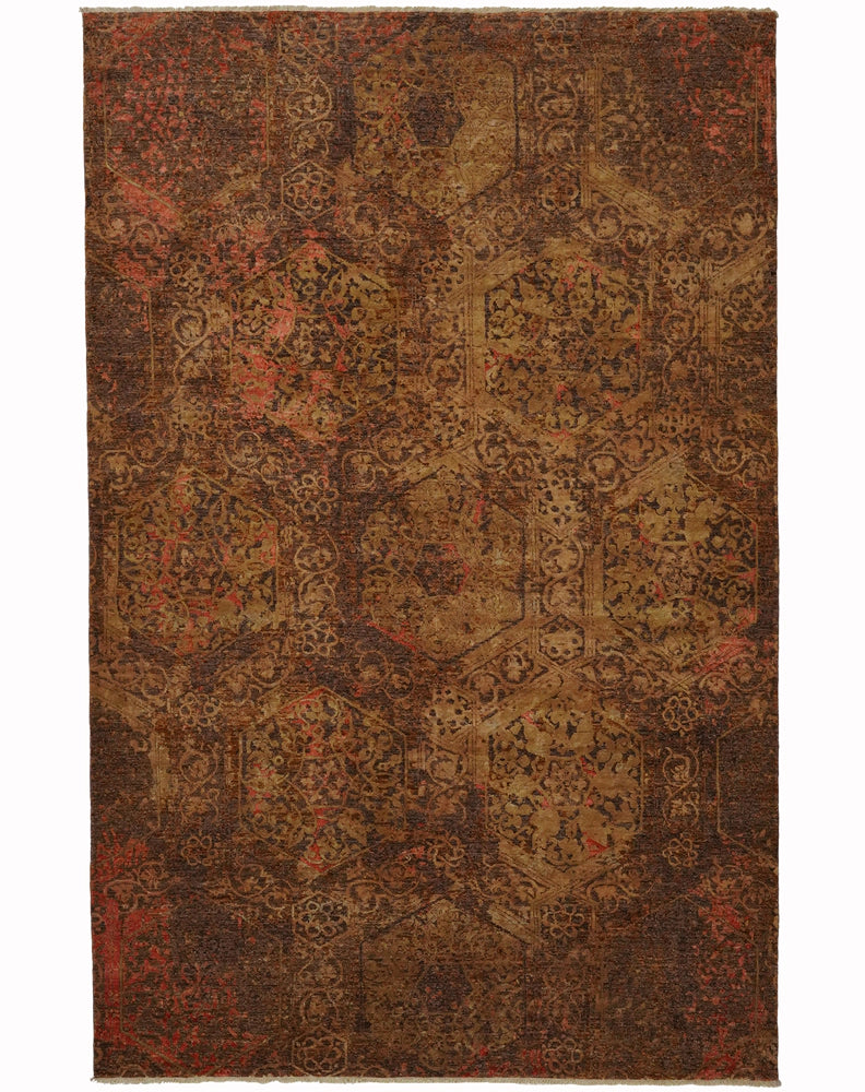 Zamanın mührü gibi, haki-kahve tonlarında, ipekli ve %100 el işçiliği.