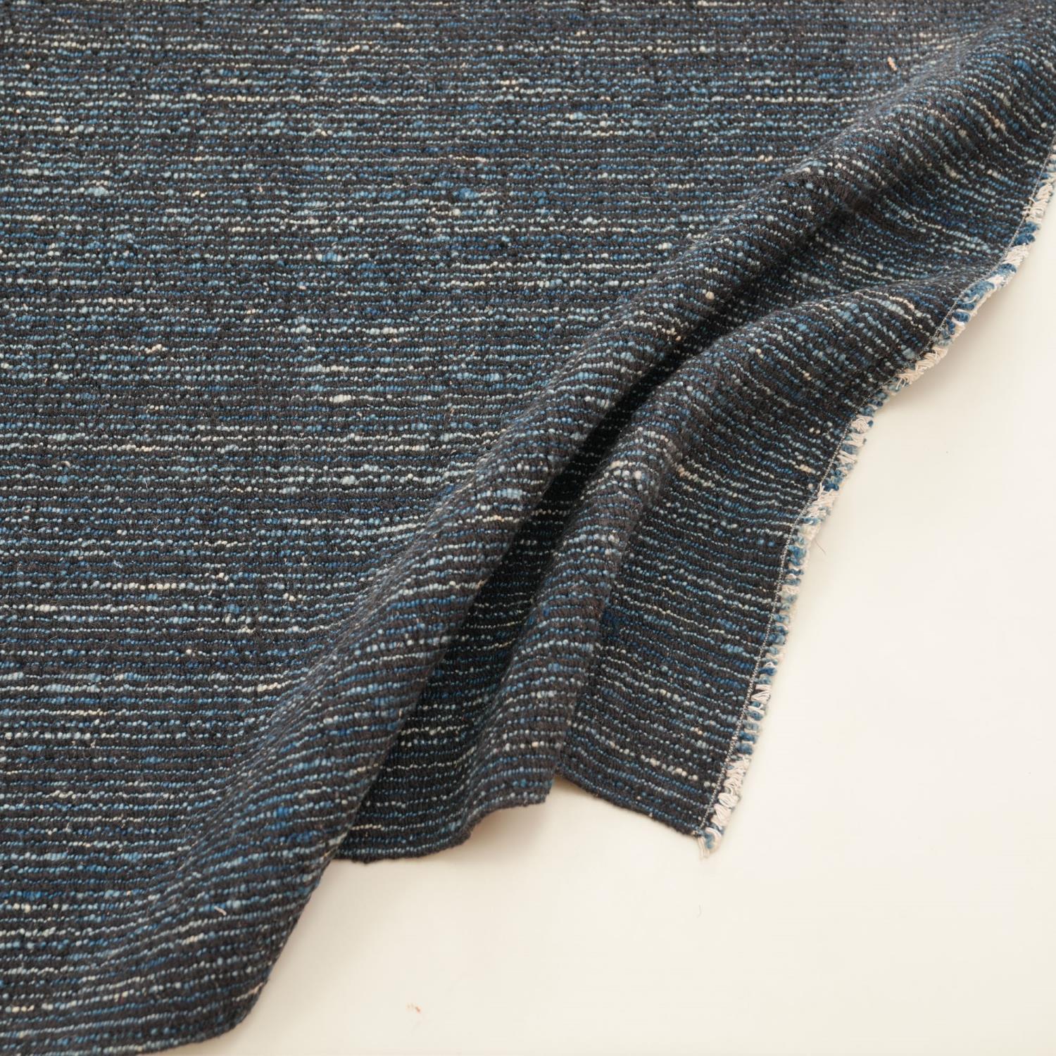 Bohem Serisi Çizgi Desenli Lacivert Yün Tezgah Dokuma Kilim