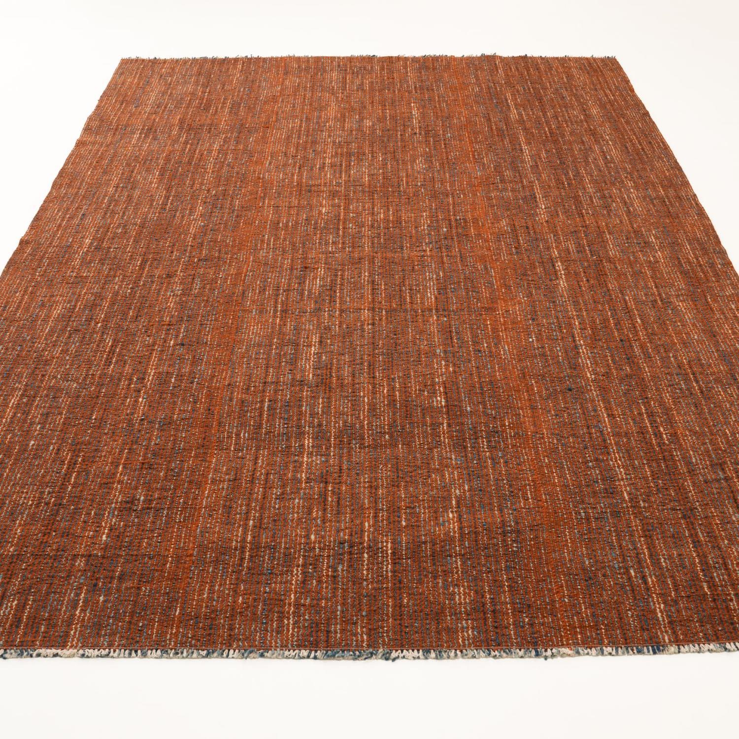 Bohem Serisi Çizgi Desenli Terra Yün Tezgah Dokuma Kilim