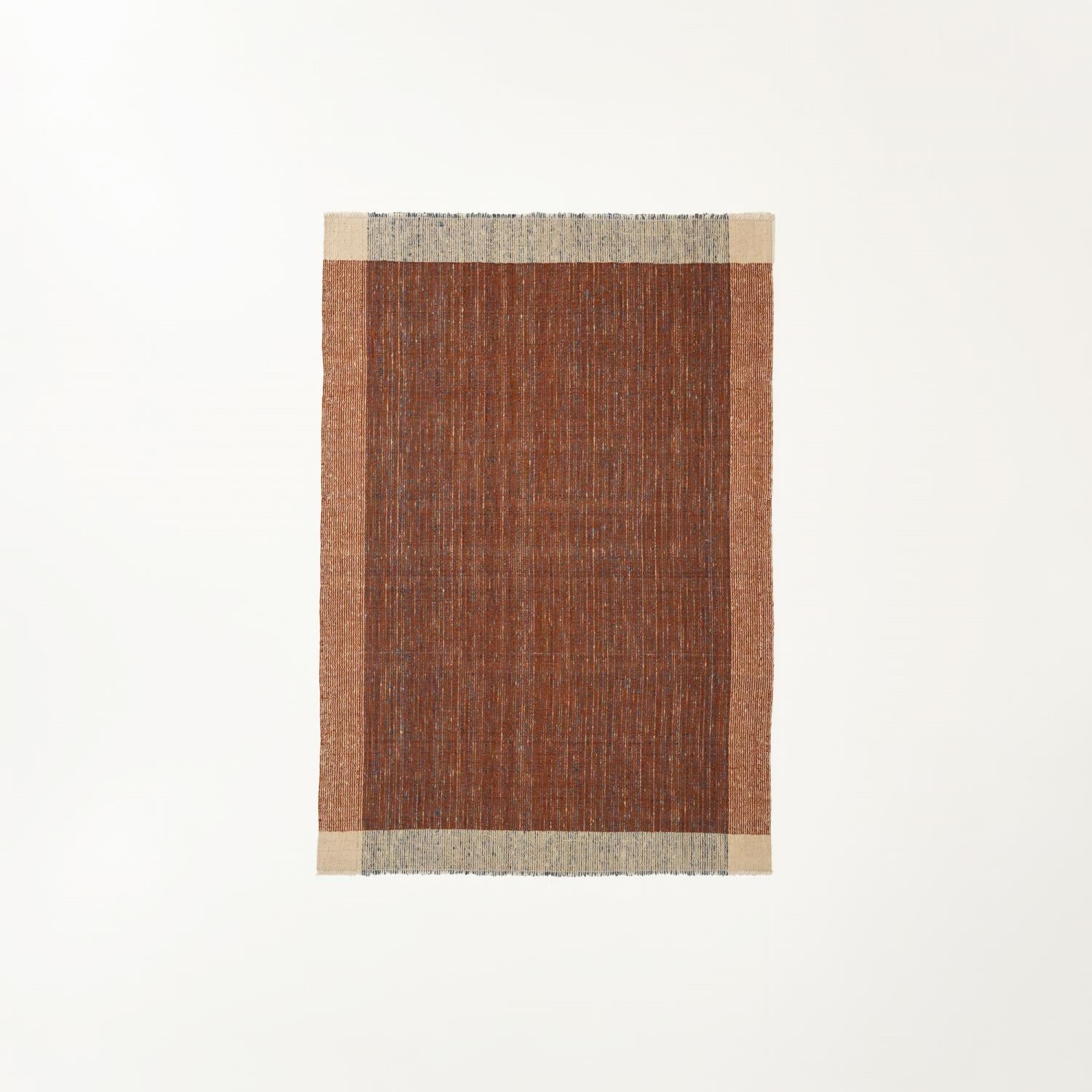 Bohem Serisi Çizgi Desenli Terra Yün Tezgah Dokuma Kilim