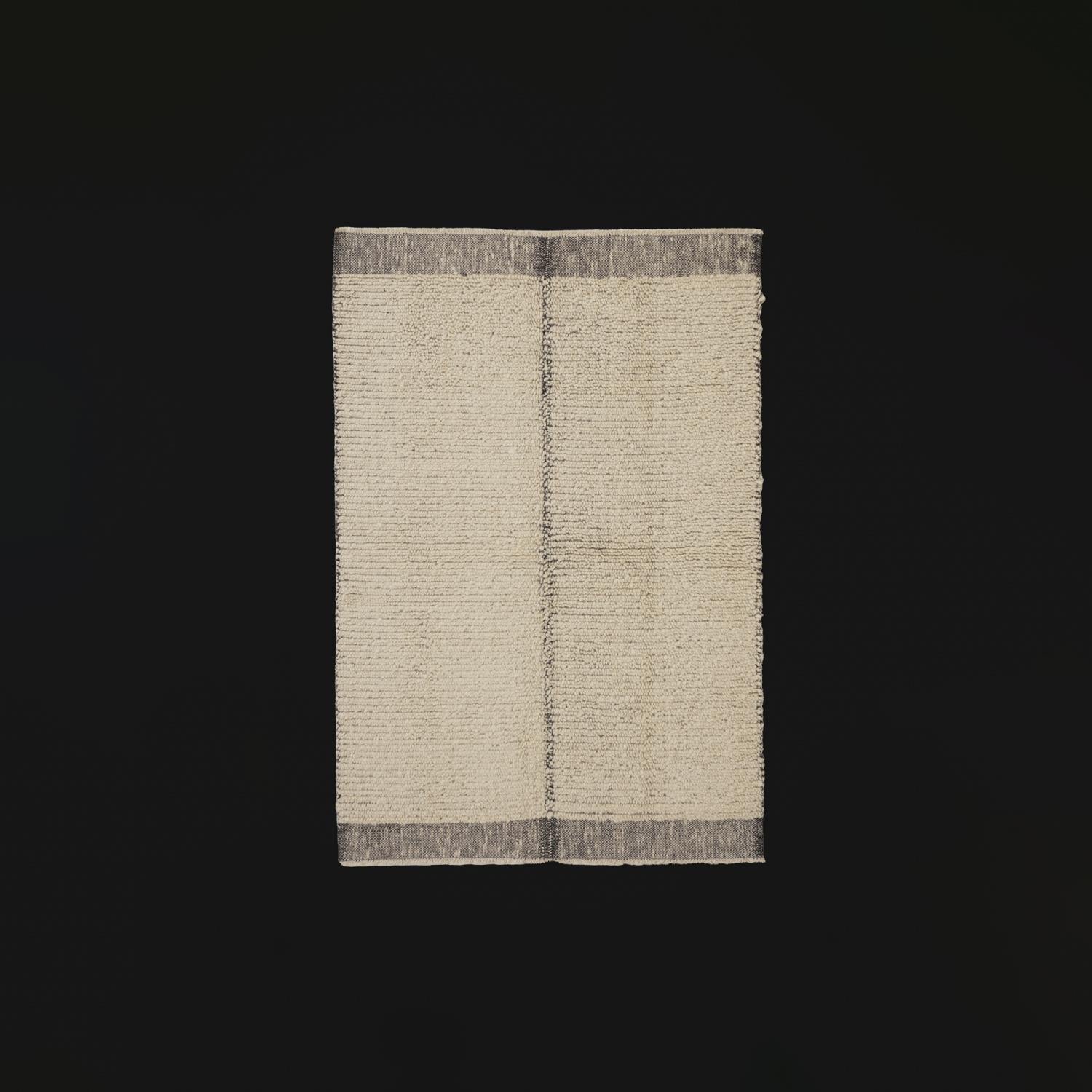 Bohem Serisi Sade Desenli Krem Yün Tezgah Dokuma Kilim