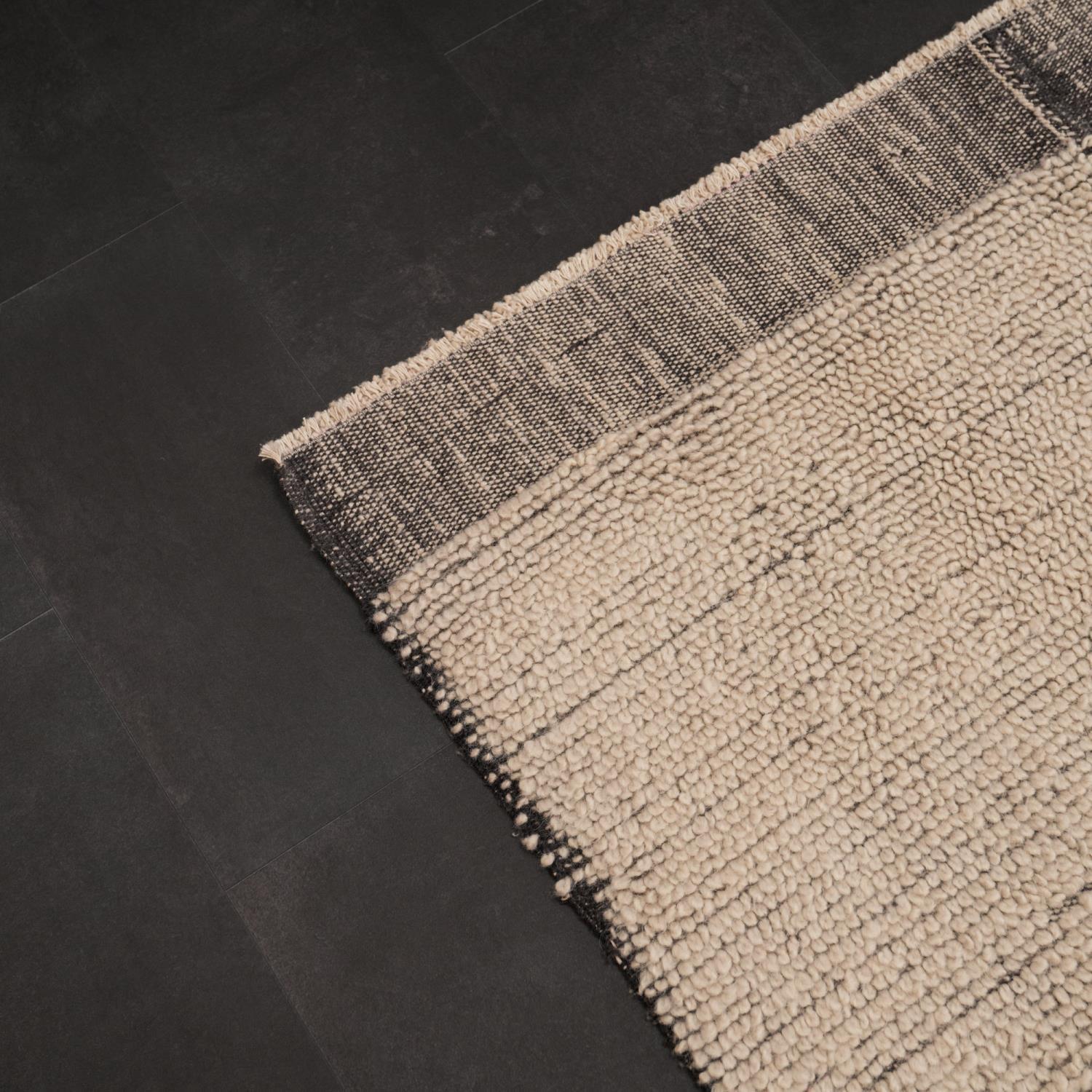 Bohemian Series Plain Pattern Cream Wool Handwoven Kilim