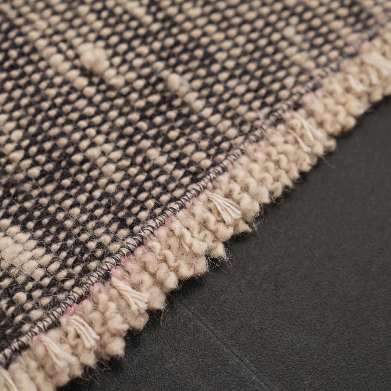 Bohemian Series Plain Pattern Cream Wool Handwoven Kilim