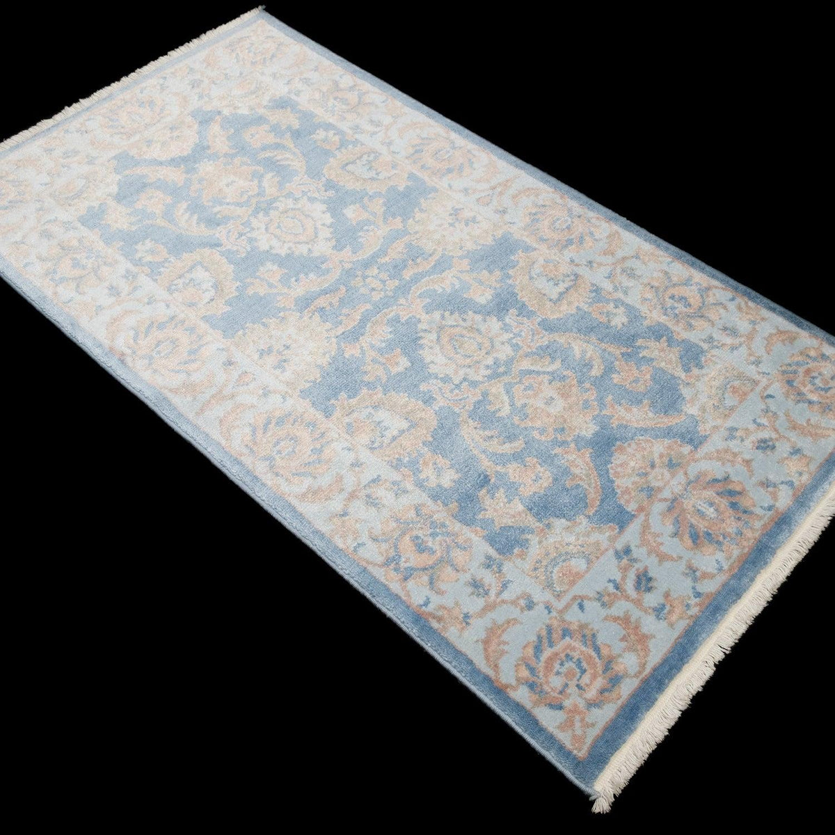 Çerçeve Desenli Tezgah Dokuma Halı, mavi, 80x140 cm — Halıcızade
