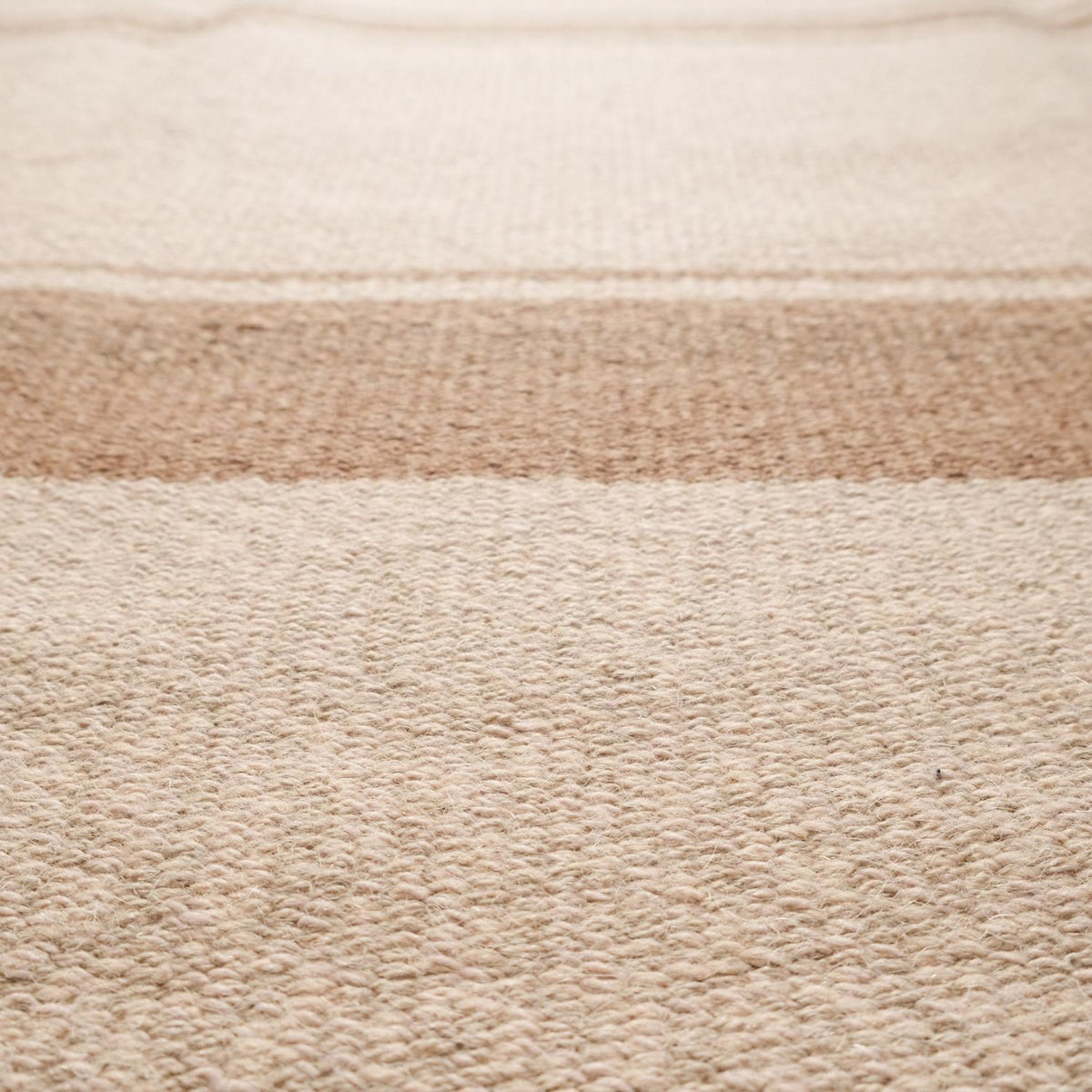 Brown Striped Machine-Woven Wool Kilim — modern design