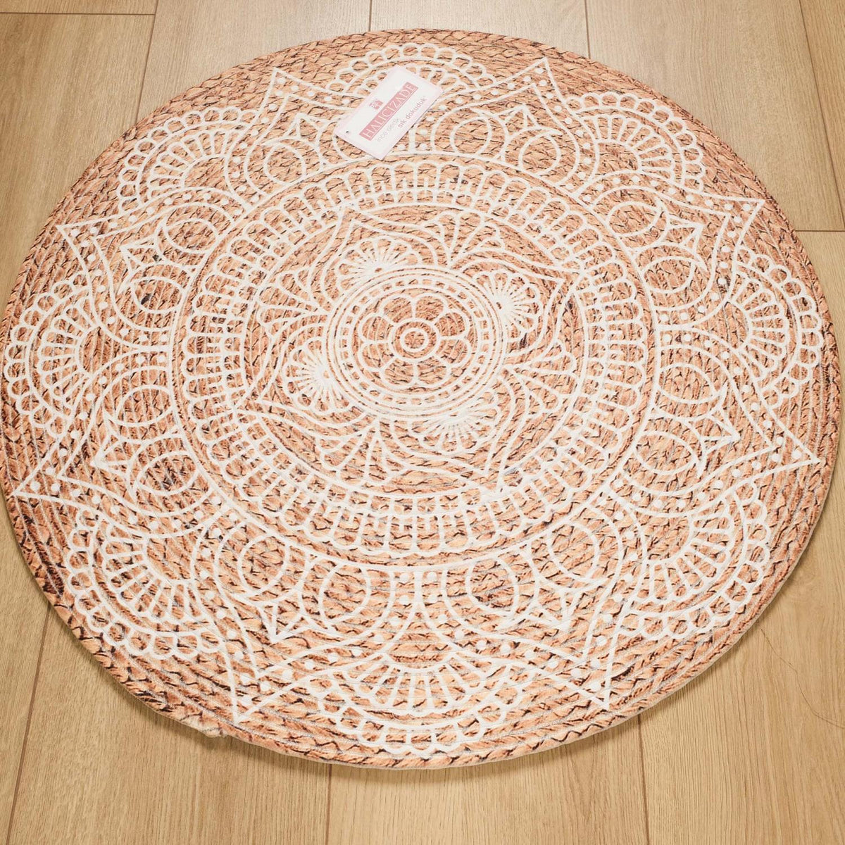 Çiçek Desenli Makine Dokuma Halı, kahverengi, 80x80 cm — Halıcızade