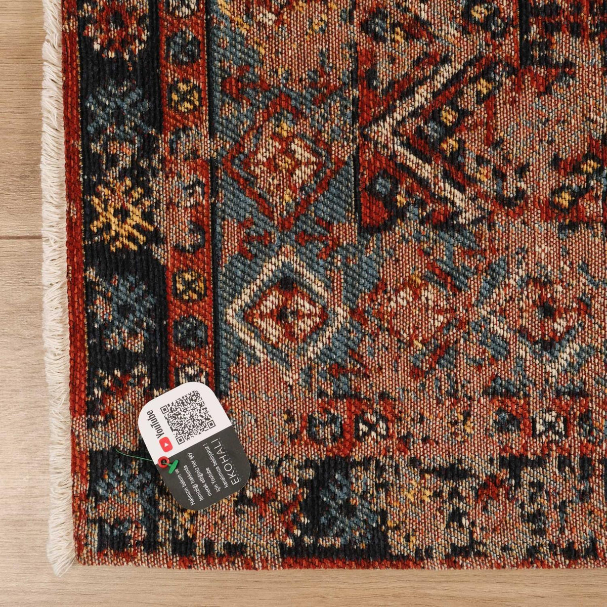 Kehribar Makine Dokuma Vintage Desenli Rengarenk Kilim — Anadolu deseni