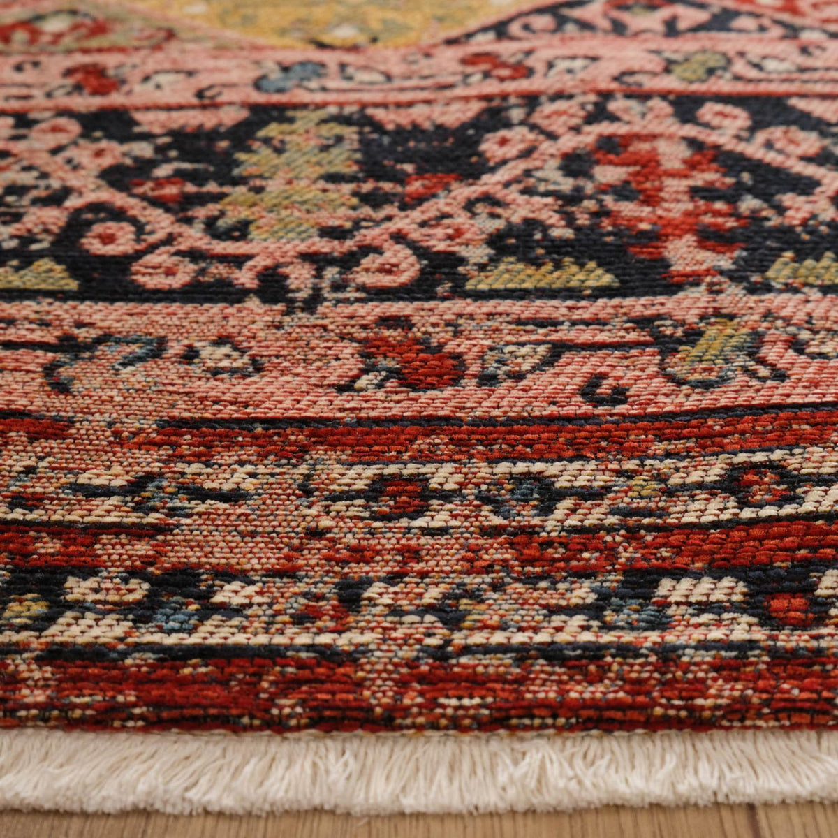 Kehribar Makine Dokuma Vintage Desenli Rengarenk Akrilik Kilim — etnik desenli