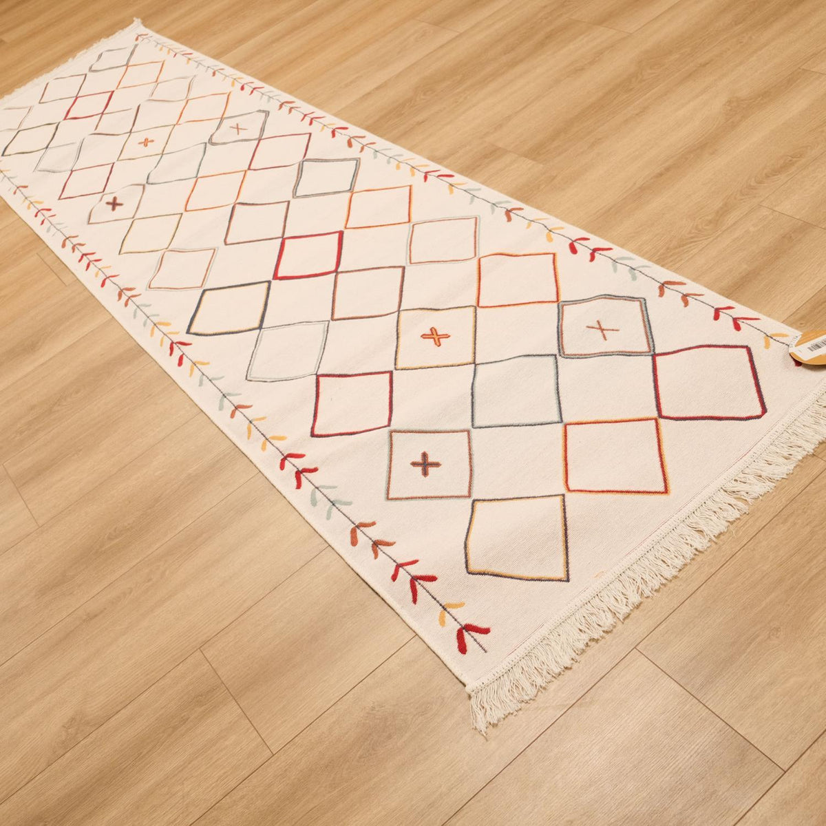 Kehribar Serisi Makine Dokuma Geometrik Desenli Rengarenk Kilim — mutfak halısı
