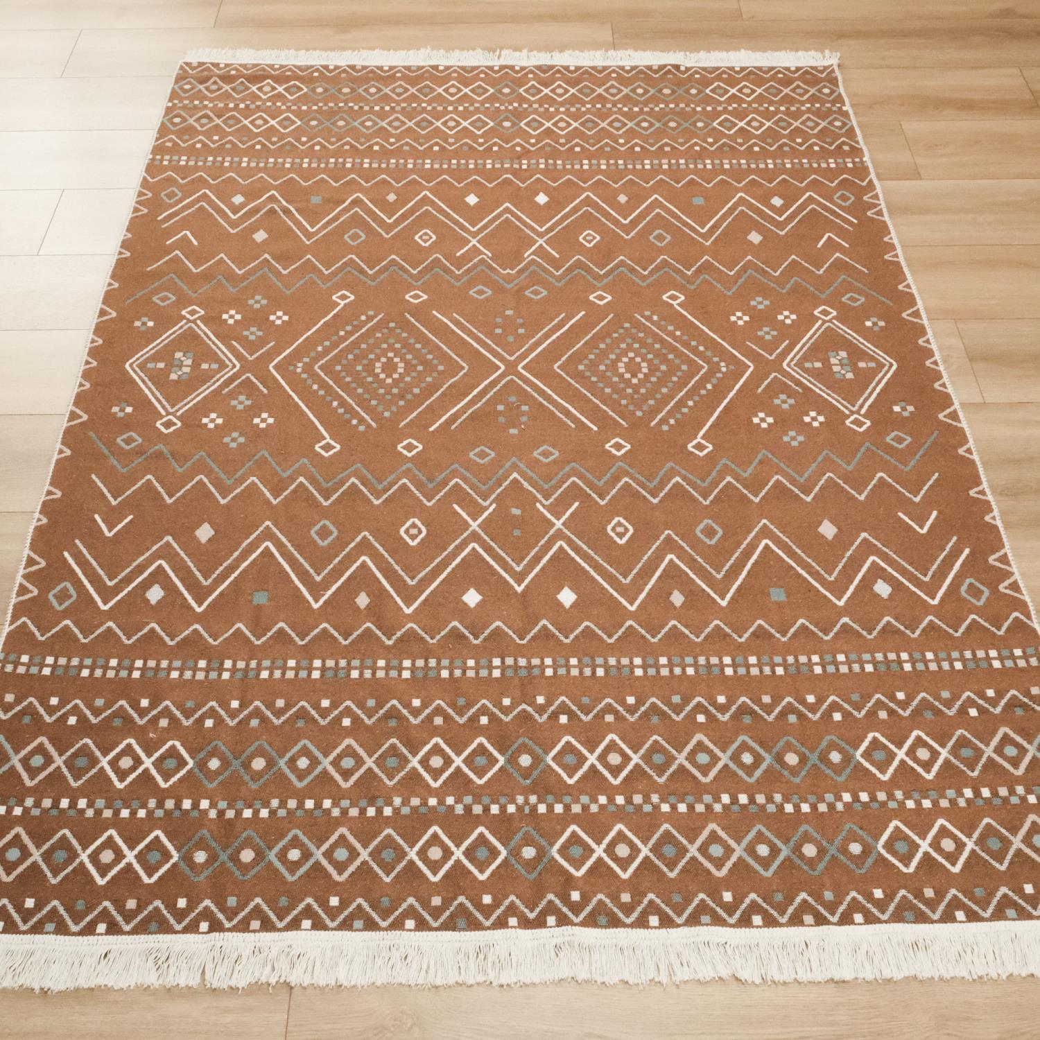 Kehribar Serisi Makine Dokuma İskandinav Desenli Kahverengi Kilim — 80x150, 120x180, 80x300, 160x230 cm