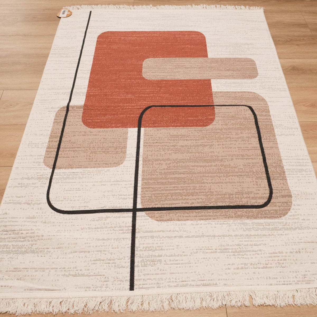 Kehribar Serisi Makine Dokuma Soyut Desenli Krem Kilim — 80x150, 120x180, 80x300, 160x230 cm