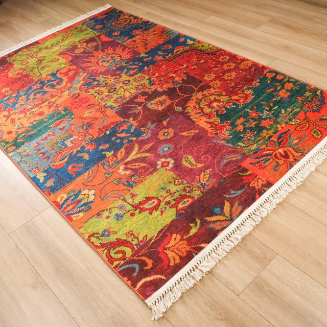 Multicolor Patchwork Digital-Print Rug, Kehribar Series, 75×150 – 75×300 cm Halıcızade