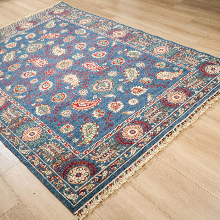 Zara Serisi Uşak Desenli Makine Dokuma Halı, mavi, 170x240 cm — Halıcızade