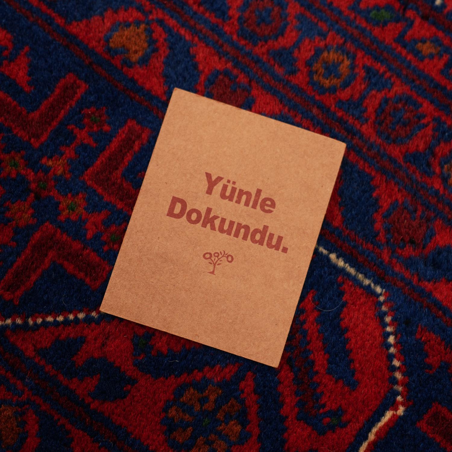El Dokuma Afgan Desenli Yün Bordo Khamyap Halı