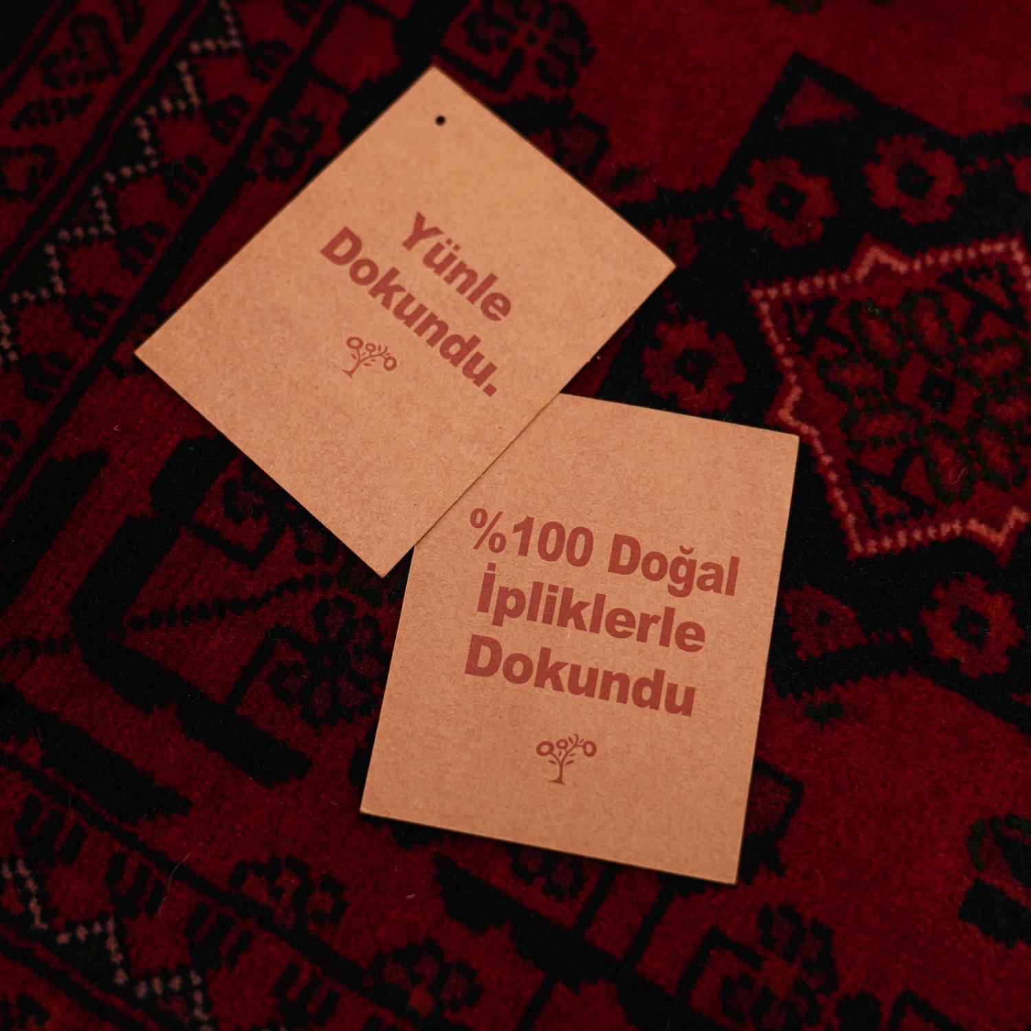 Handwoven Afghan-Patterned Wool Ethnic Burgundy Bilicik Rug