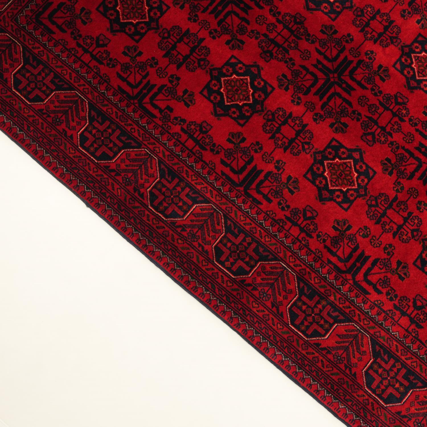 Handwoven Afghan-Patterned Wool Ethnic Burgundy Bilicik Rug