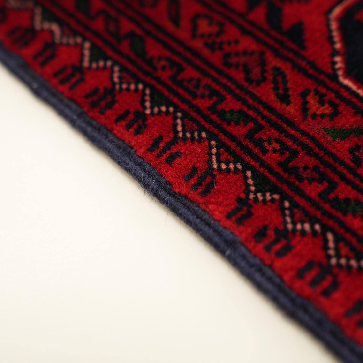 Handwoven Afghan-Patterned Wool Ethnic Burgundy Bilicik Rug