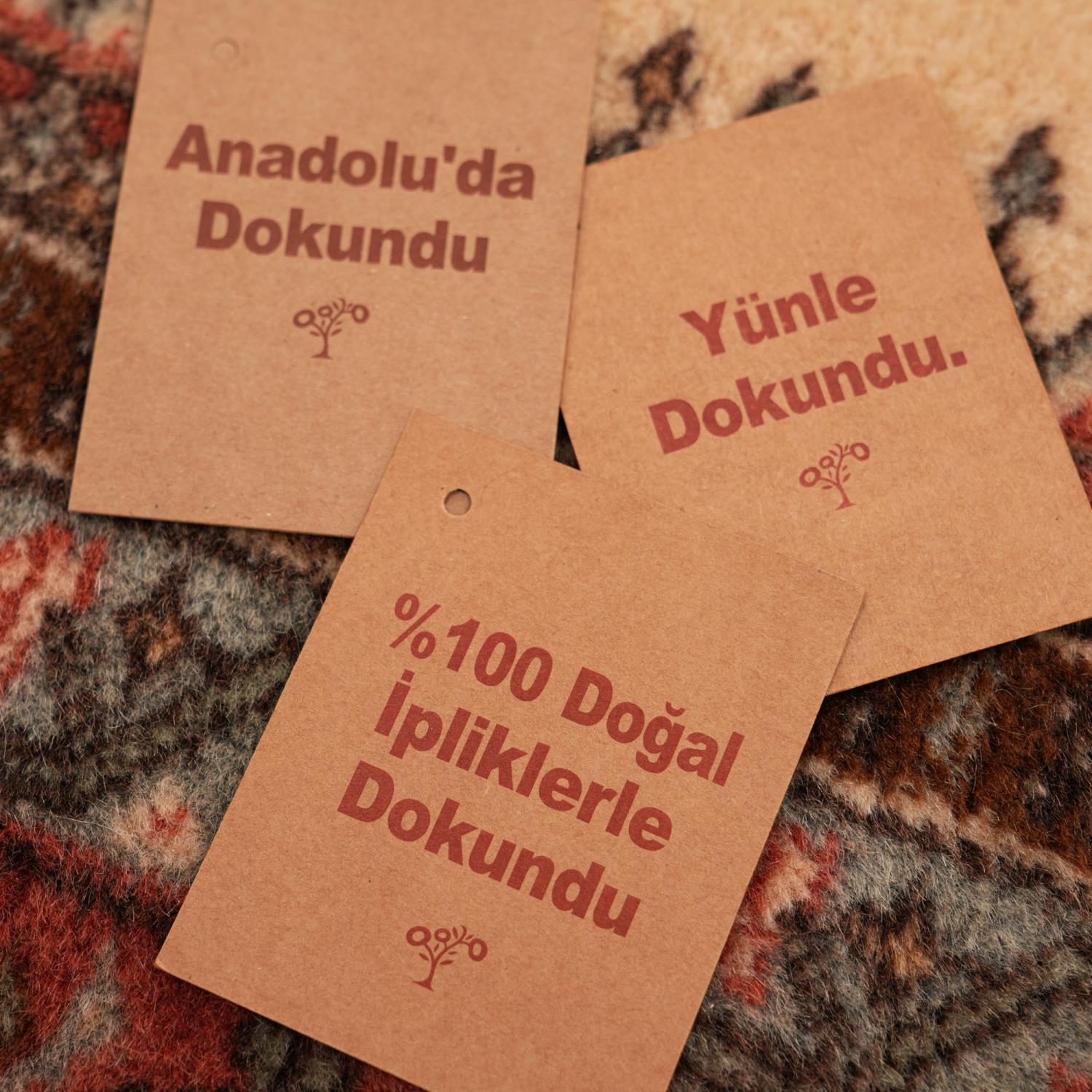 Handwoven Anatolian Patterned Cream Wool Kula Rug