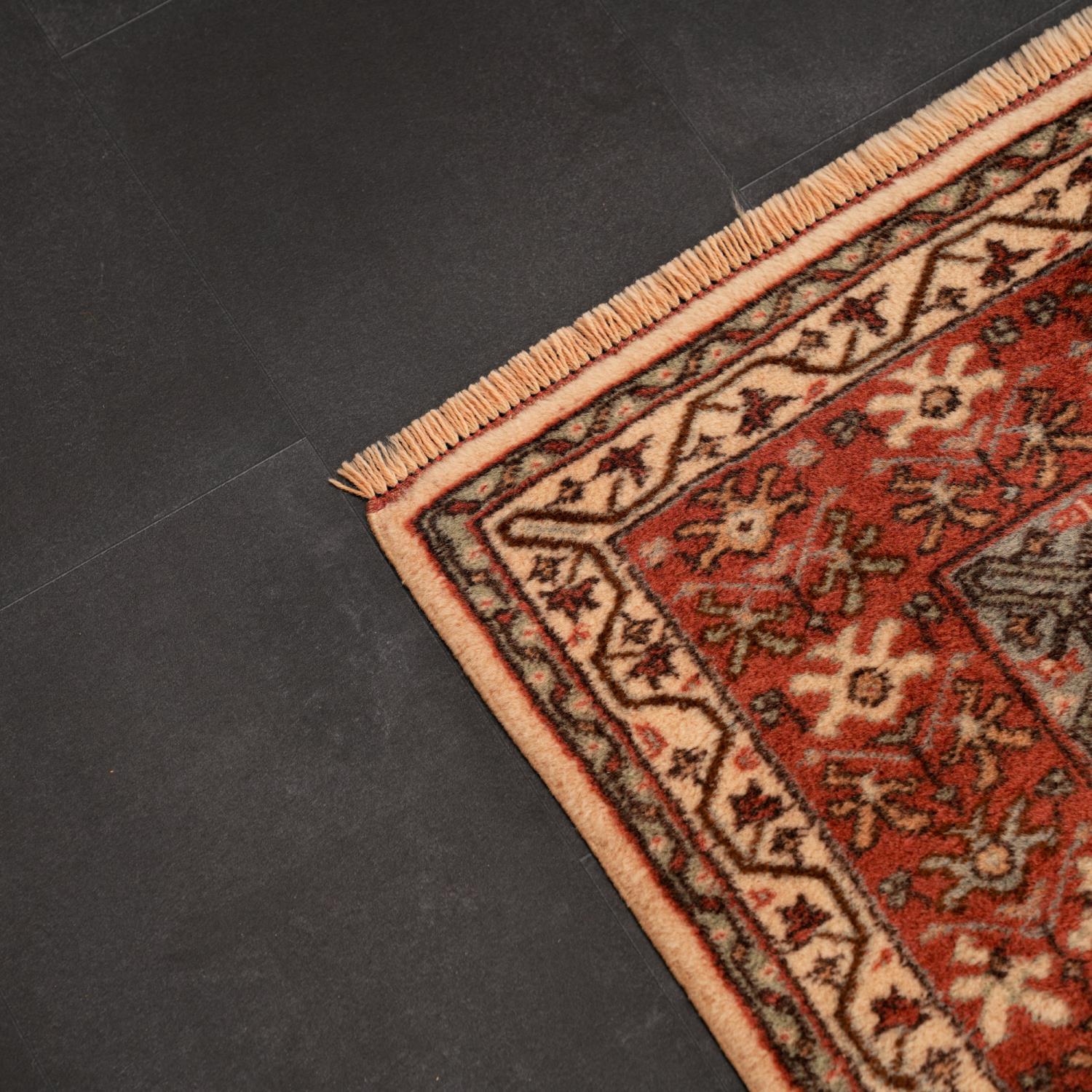 Handwoven Anatolian Patterned Cream Wool Kula Rug
