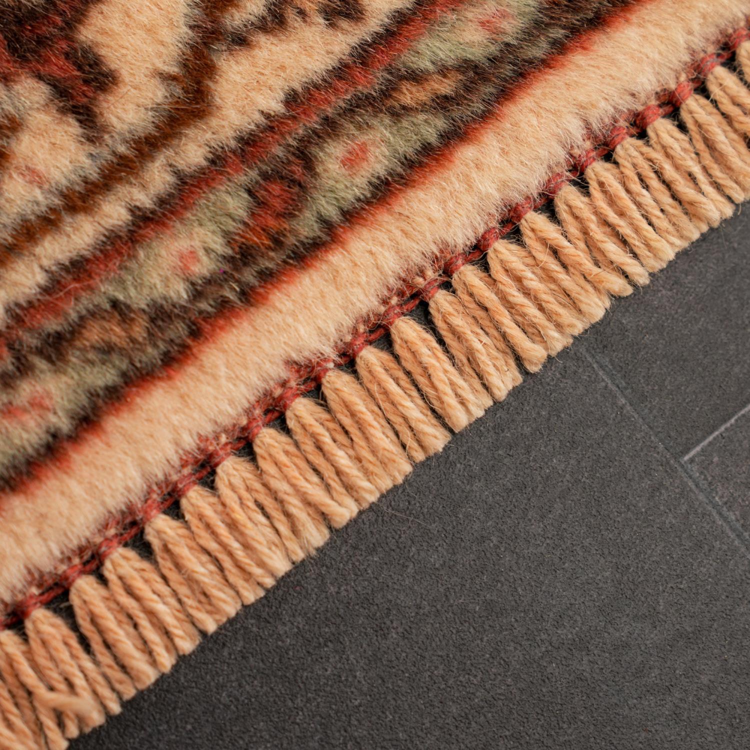 Handwoven Anatolian Patterned Cream Wool Kula Rug