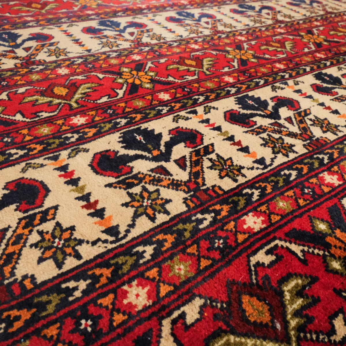 Burgundy Afghan Bukhara Hand-Knotted Wool Rug