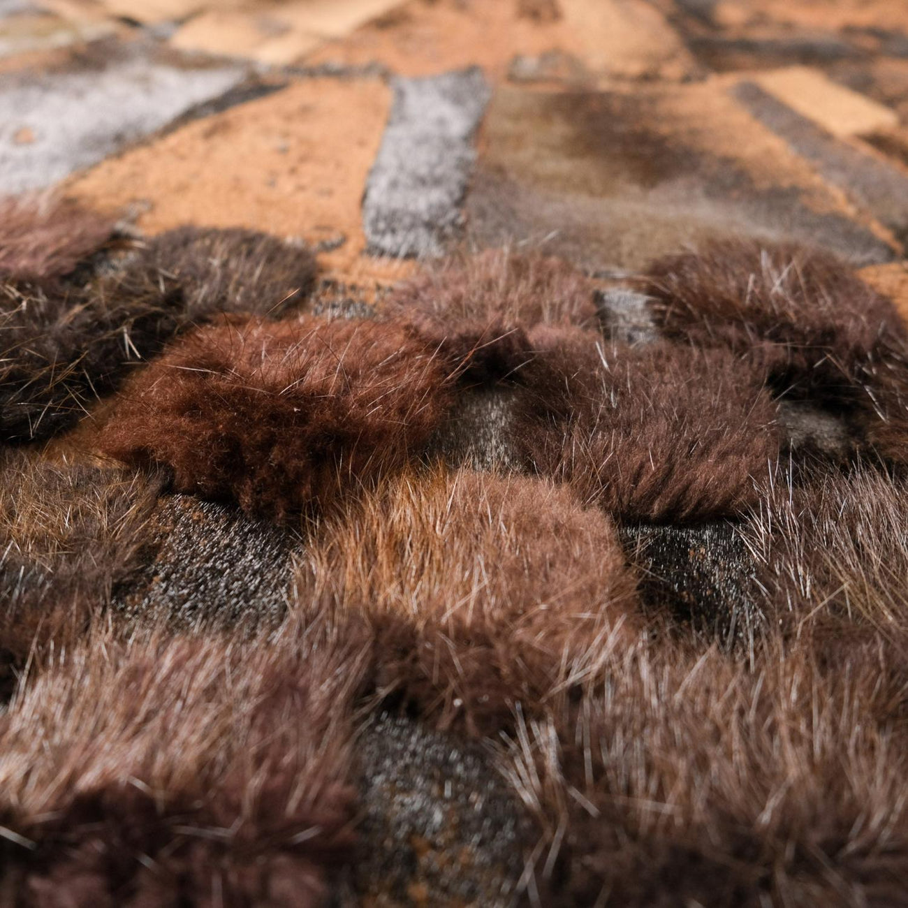 Geometric Patterned Leather - Sheepskin Carpet