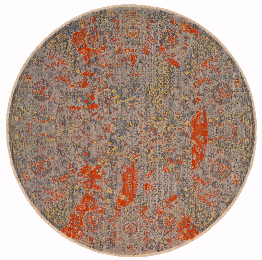 Soluk gri, vintage desen, yuvarlak form: Tempus Serisi tezgahından sofistike daire