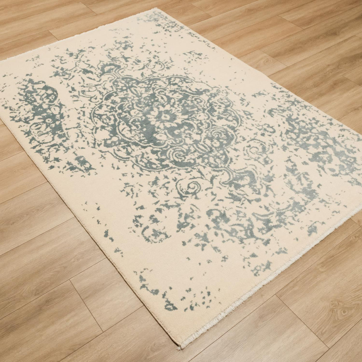 Heritage Serisi Tezgah Dokuma Vintage Desenli Mavi Halı, 130x190 cm — Halıcızade