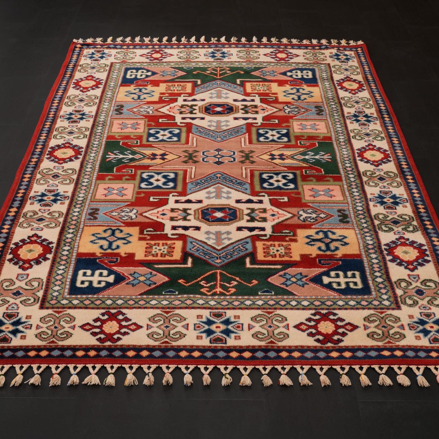 Second-Hand Handwoven Cream Wool Yörük Rug with Anatolian Pattern