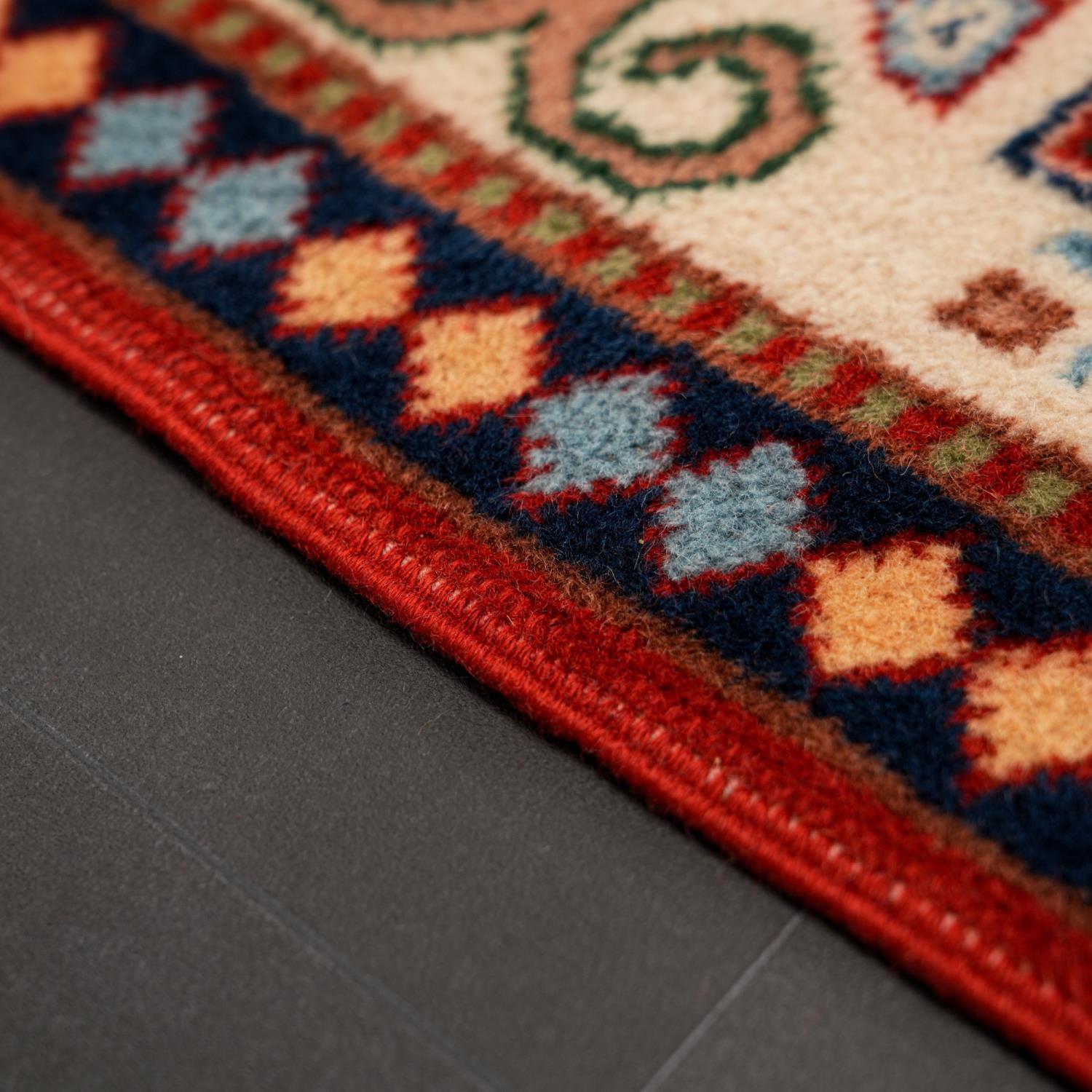 Second-Hand Handwoven Cream Wool Yörük Rug with Anatolian Pattern