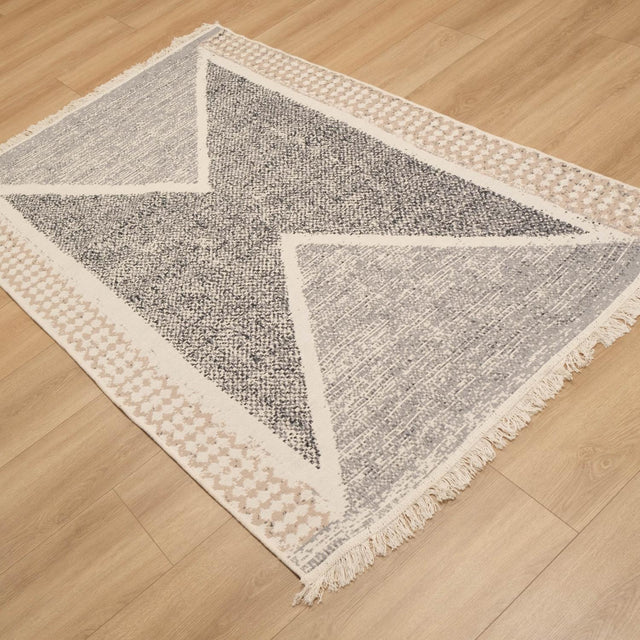 Kehribar Serisi Makine Dokuma Gri Geometrik Desenli Kilim, 120×180 – 160×230 cm Halıcızade
