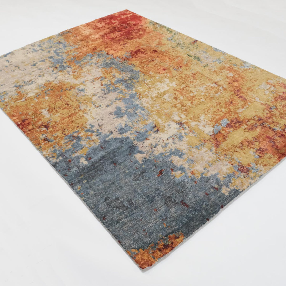 Maison Serisi Soyut Desenli El Dokuma Yün Viskon İplikli Modern Halı, rengarenk, 173x240 cm — Halıcızade