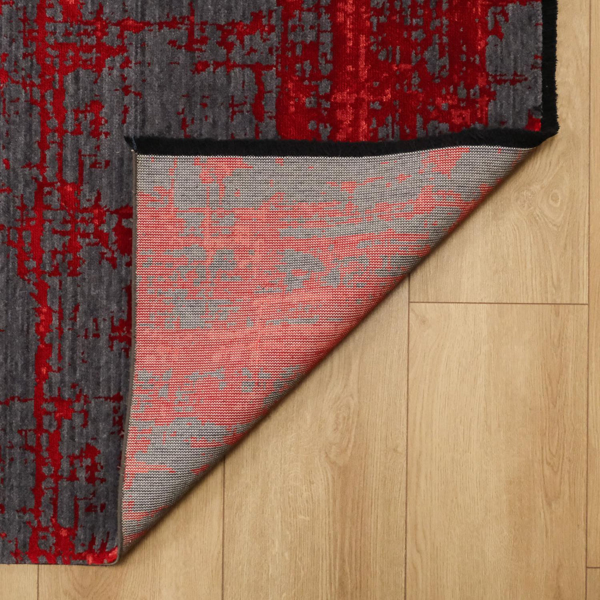 Tezgah Dokuma Soyut Desenli Kırmızı Halı — bambu