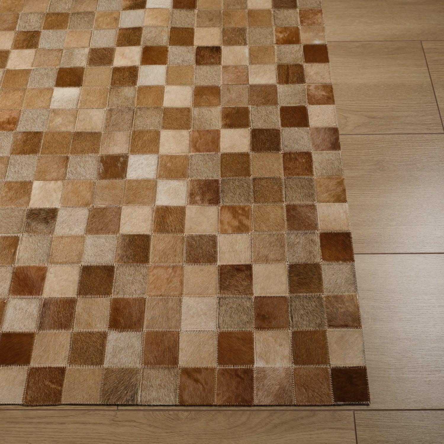 Patchwork Patterned Leather - Sheepskin Carpet