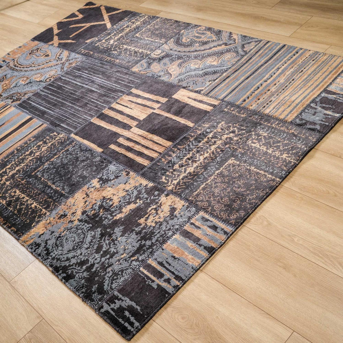 Machine Woven Carpet with Patchwork Pattern