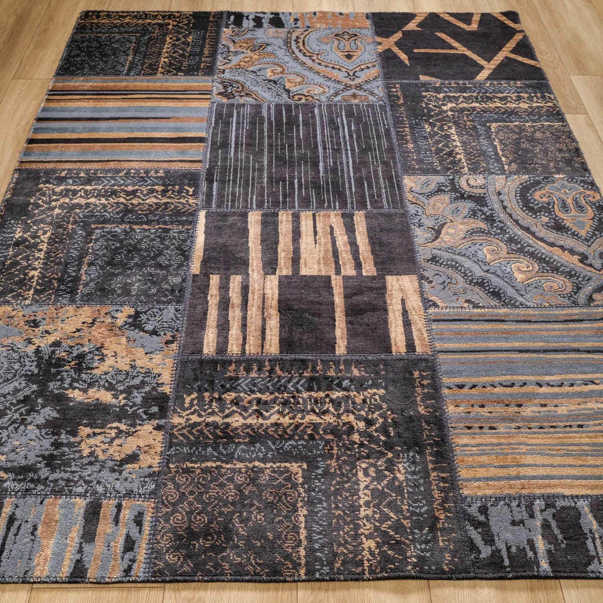 Machine Woven Carpet with Patchwork Pattern