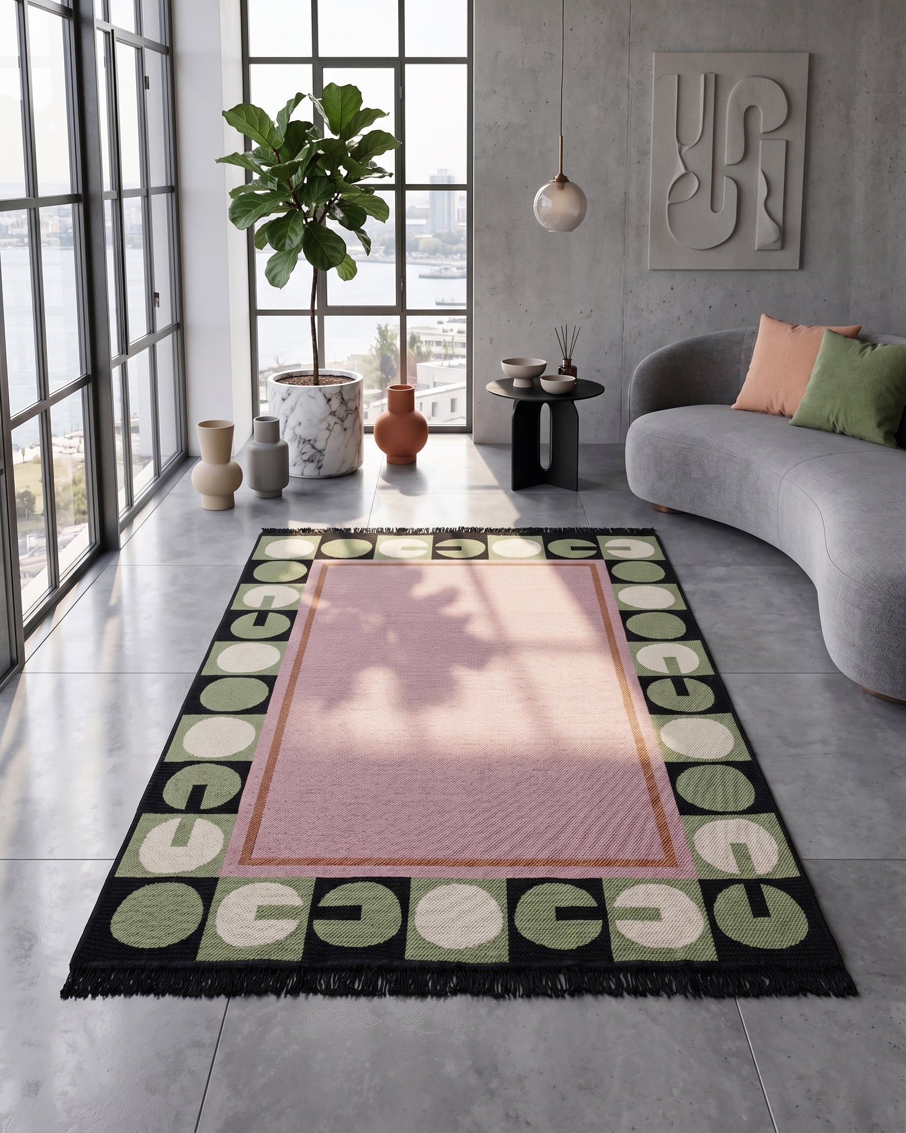 Serene Place Çift Taraflı Pamuk Kilim | Makinede Yıkanabilir Renkli Kilim