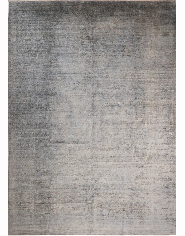 Derinde akan çiçek dalları: Retro Serisi'nin vintage gri salon halısı.