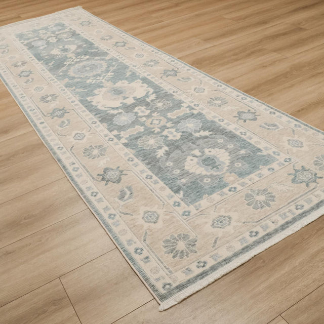Berceste Series Oushak Pattern Blue Wool Rug, 101×320 cm Translation missing: en.hz.card.alt_brand