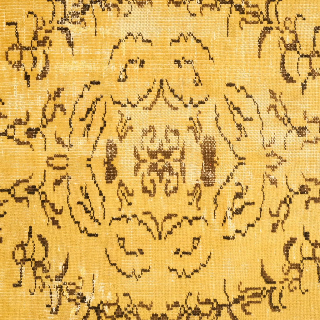 Vintage Desenli El Dokuma Halı Sarı Salon Halısı