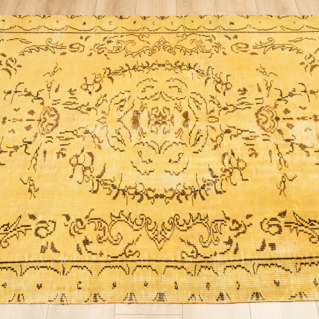 Vintage Desenli El Dokuma Halı Sarı Salon Halısı